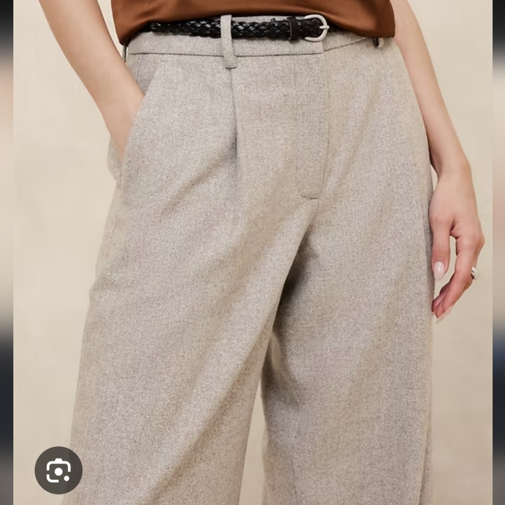 New W Tag Banana Republic Straight Wool-Blend Herringbone Trouser Blonde 12